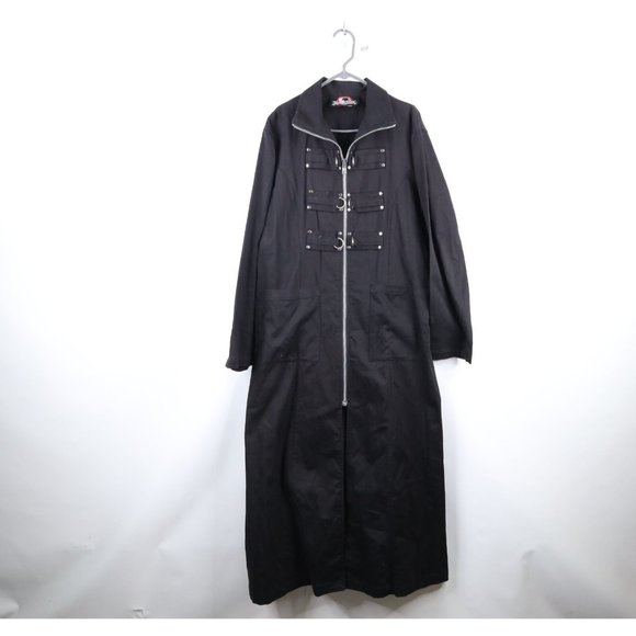 Vtg Y2K Lip Service Mens L Steampunk Goth Fetish Shadow Play Trench Coat Jacket